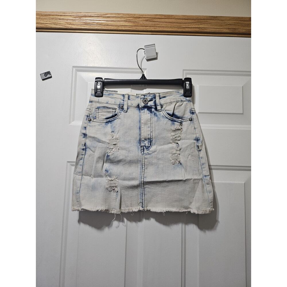 Umgee Distressed Denim Mini Skirt - New with Tags